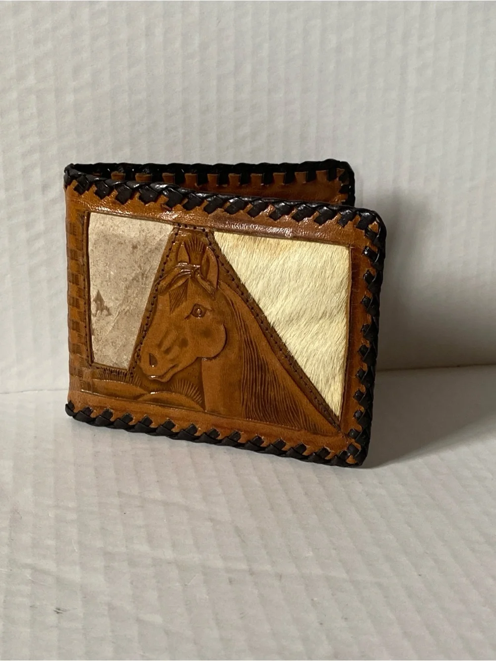 Vintage Style Guadalajara Mexico Handmade Bifold Wallet Leather & Detailed Horse